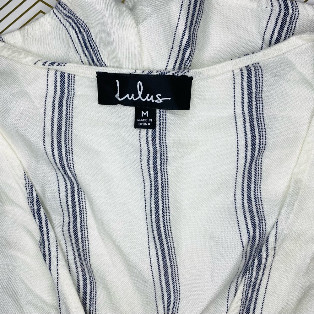 Lulus Climb Aboard Grey and White Striped Romper! - Picture 8 of 12